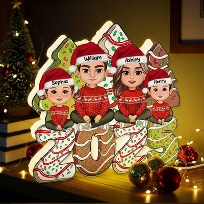 Christmas Tree Cake Family Personalized LED Light Box