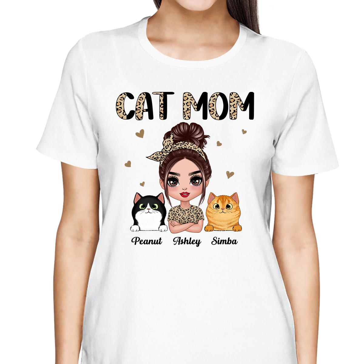 Half Leopard Cat Mom Doll Woman Gift For Cats Lovers Personalized Shirt