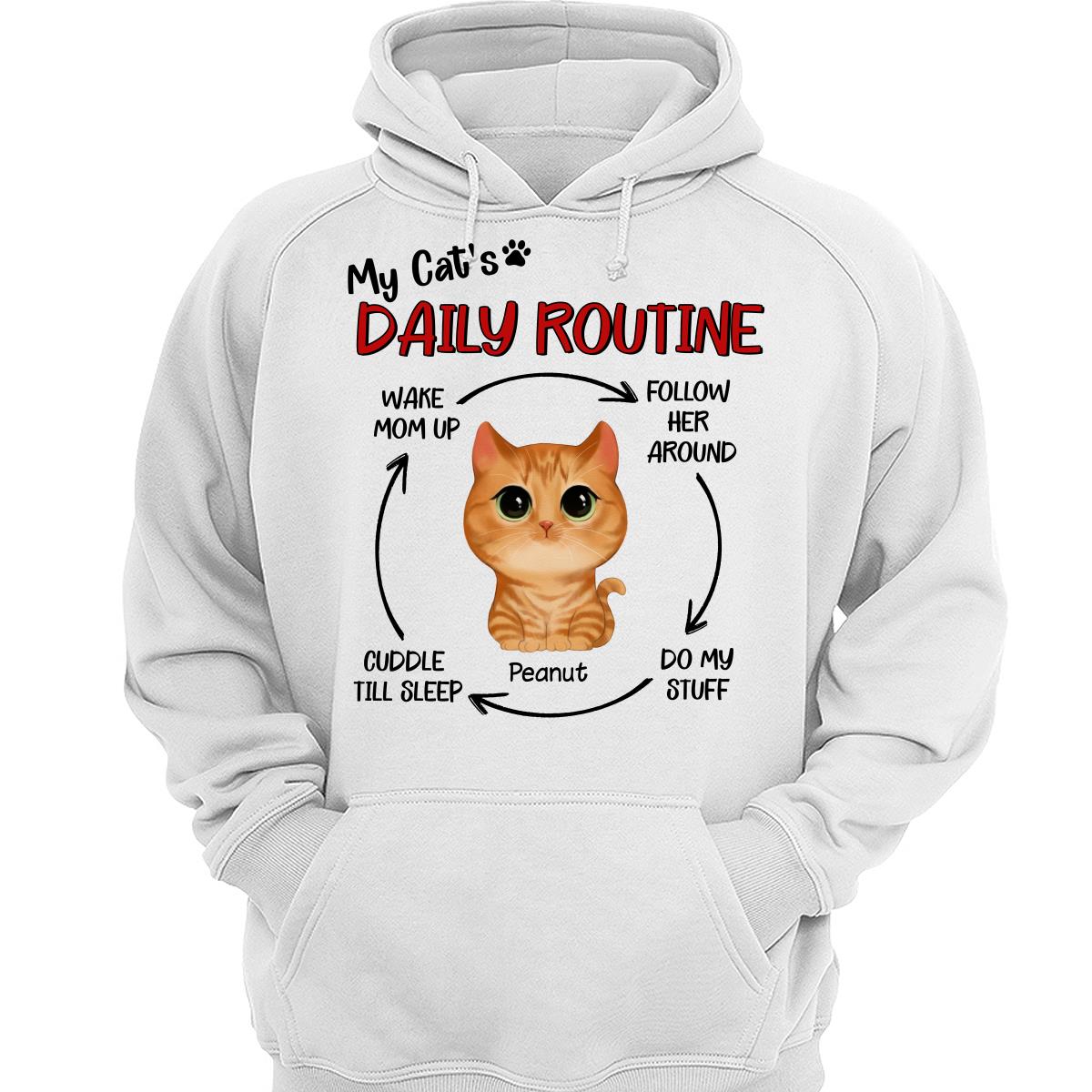 My Cats Daily Routine Cycle Watercolor Cute Cat Personalized Shirt