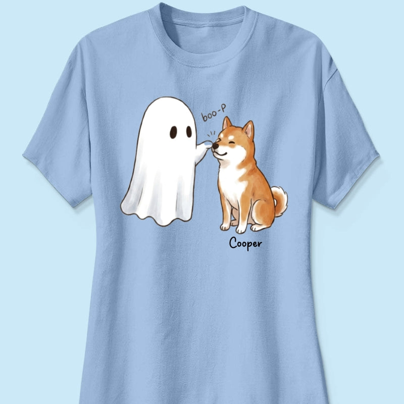 Halloween Dog Ghost - Personalized Shirt - Funny Ghost Booping Dog Tee, Gift for Dog Moms, Dog Dads