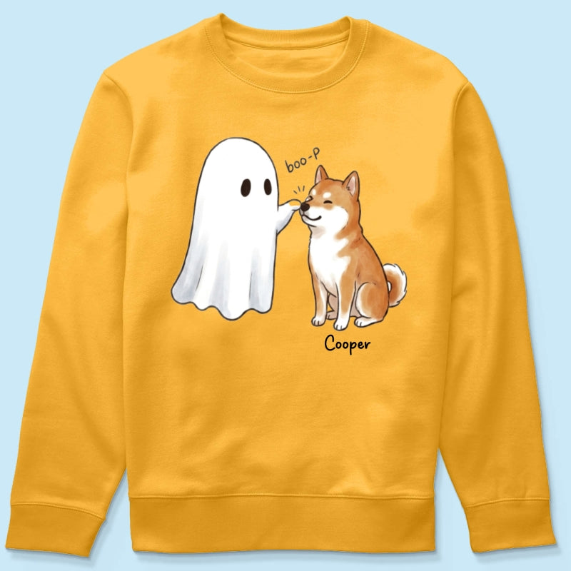 Halloween Dog Ghost - Personalized Shirt - Funny Ghost Booping Dog Tee, Gift for Dog Moms, Dog Dads
