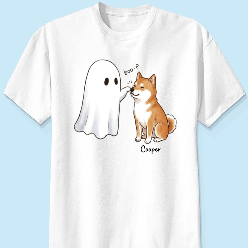 Halloween Dog Ghost - Personalized Shirt - Funny Ghost Booping Dog Tee, Gift for Dog Moms, Dog Dads