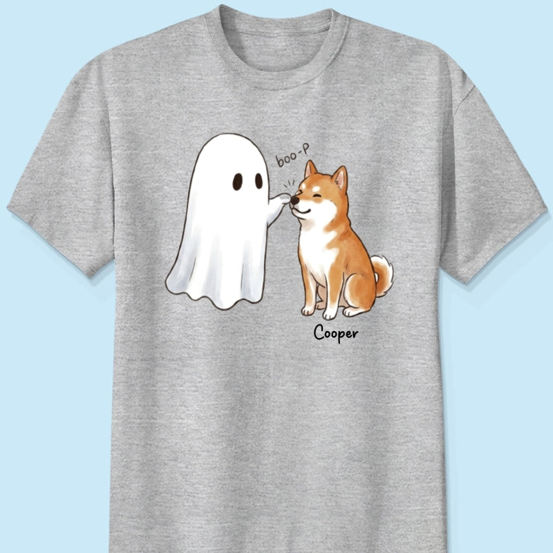 Halloween Dog Ghost - Personalized Shirt - Funny Ghost Booping Dog Tee, Gift for Dog Moms, Dog Dads