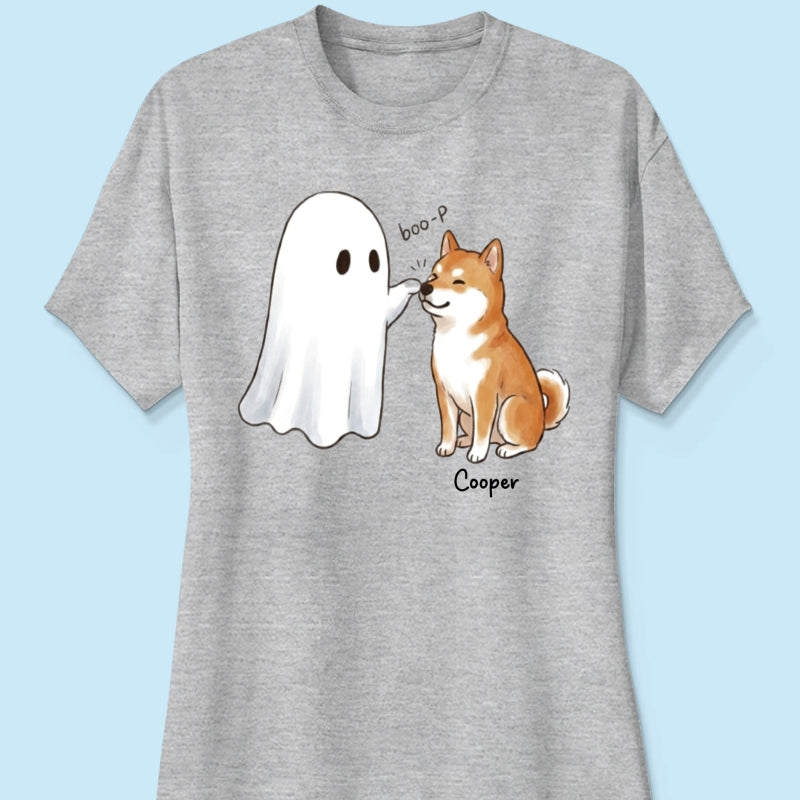 Halloween Dog Ghost - Personalized Shirt - Funny Ghost Booping Dog Tee, Gift for Dog Moms, Dog Dads