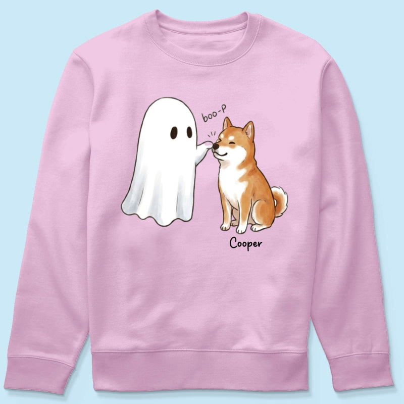 Halloween Dog Ghost - Personalized Shirt - Funny Ghost Booping Dog Tee, Gift for Dog Moms, Dog Dads