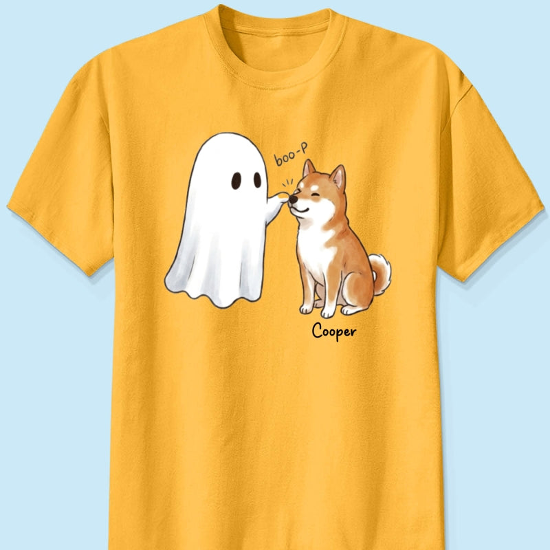 Halloween Dog Ghost - Personalized Shirt - Funny Ghost Booping Dog Tee, Gift for Dog Moms, Dog Dads