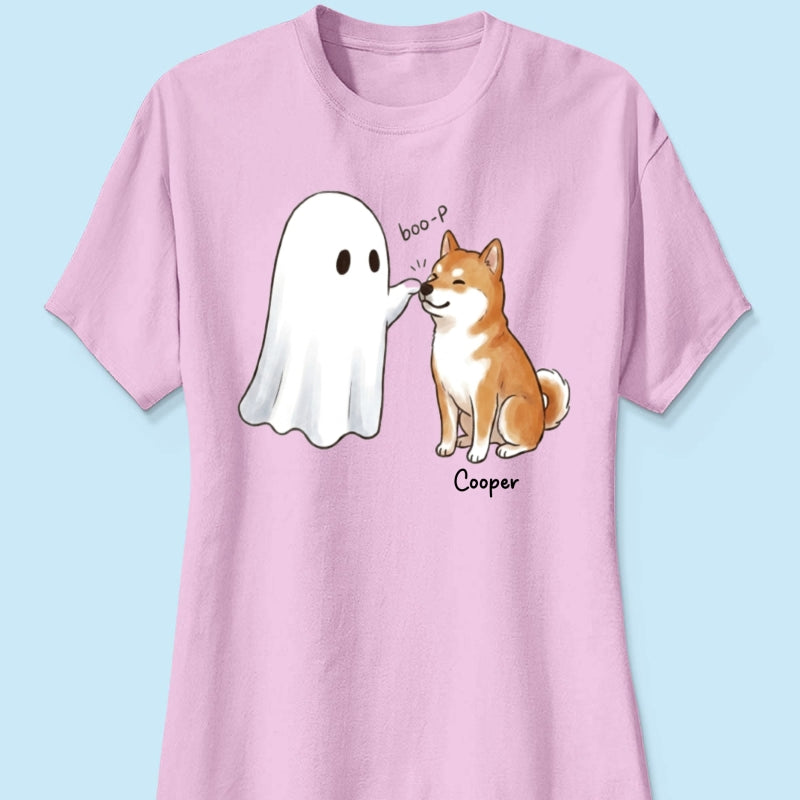 Halloween Dog Ghost - Personalized Shirt - Funny Ghost Booping Dog Tee, Gift for Dog Moms, Dog Dads