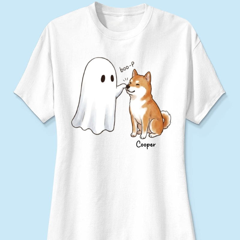 Halloween Dog Ghost - Personalized Shirt - Funny Ghost Booping Dog Tee, Gift for Dog Moms, Dog Dads