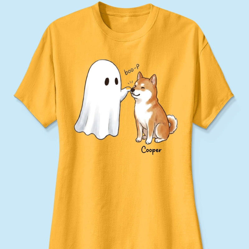 Halloween Dog Ghost - Personalized Shirt - Funny Ghost Booping Dog Tee, Gift for Dog Moms, Dog Dads