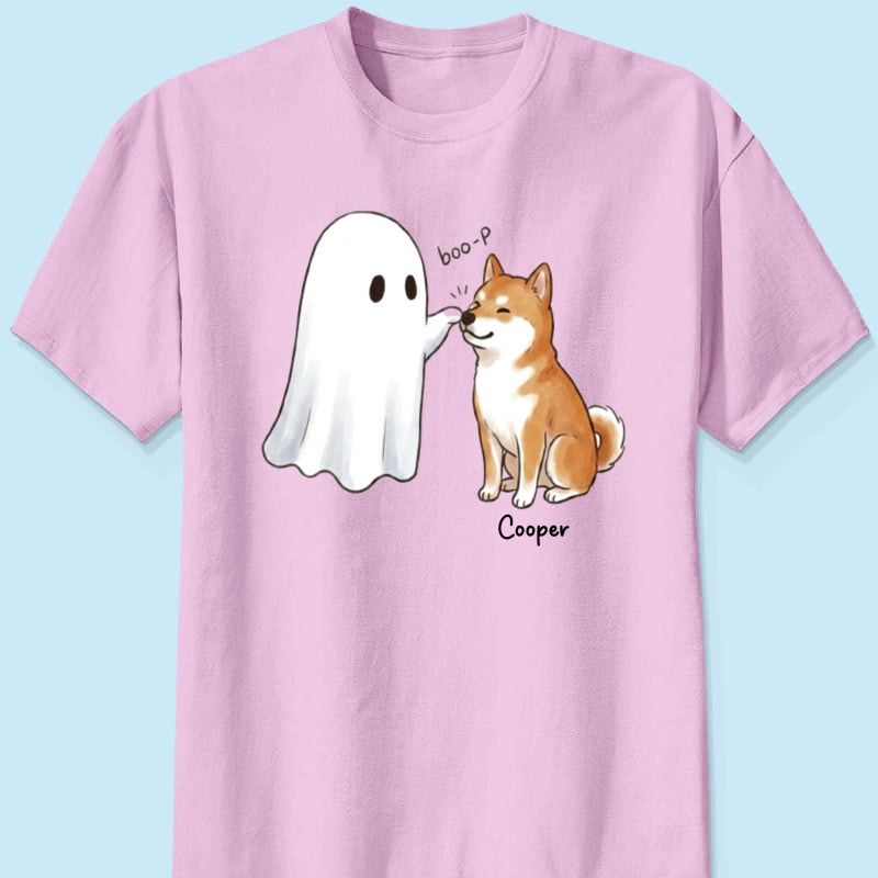 Halloween Dog Ghost - Personalized Shirt - Funny Ghost Booping Dog Tee, Gift for Dog Moms, Dog Dads