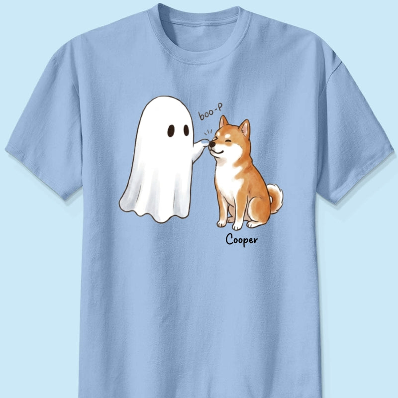 Halloween Dog Ghost - Personalized Shirt - Funny Ghost Booping Dog Tee, Gift for Dog Moms, Dog Dads