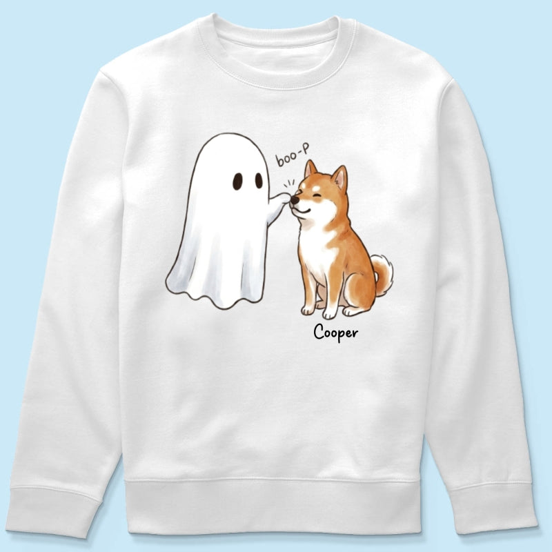 Halloween Dog Ghost - Personalized Shirt - Funny Ghost Booping Dog Tee, Gift for Dog Moms, Dog Dads