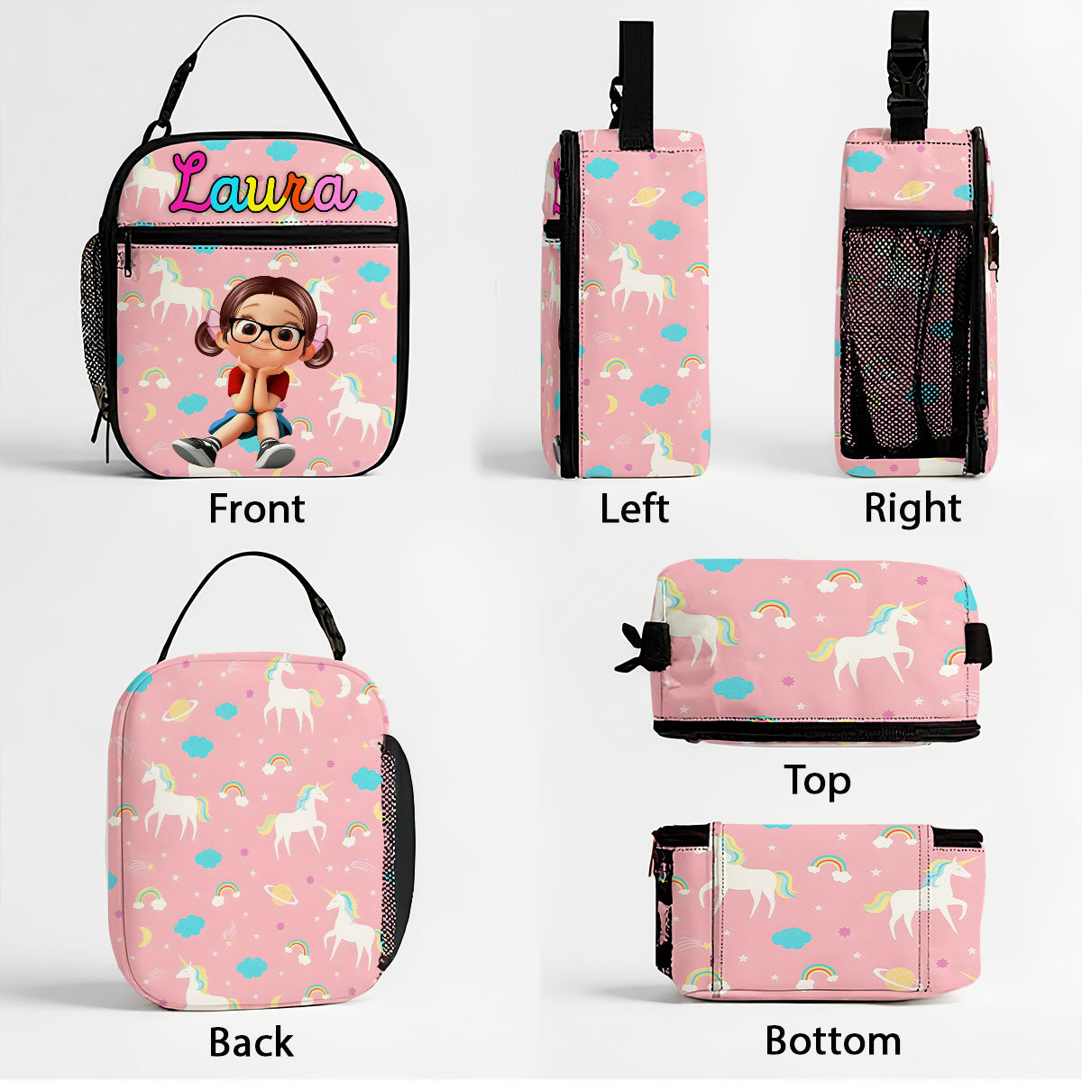 Personalized Insulated Kid Lunch Bag, Back to School Meal Tote Kit for Girls, Boys