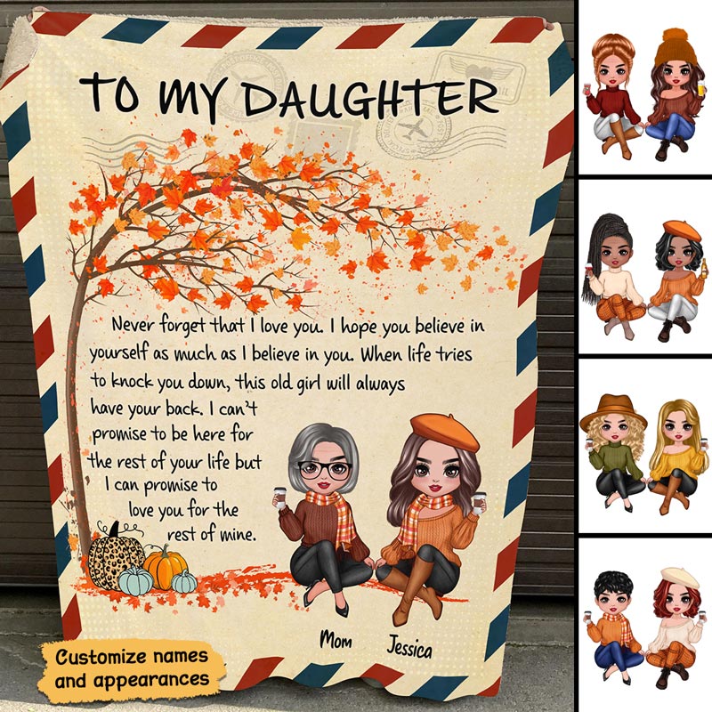 Fall Season To My Daughter Letter Personalized Fleece Blanket