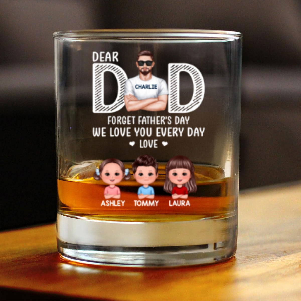 Dad Forget Father's Day We Love You Everyday Personalized Wine Glass, Father's Day Gift for Dads