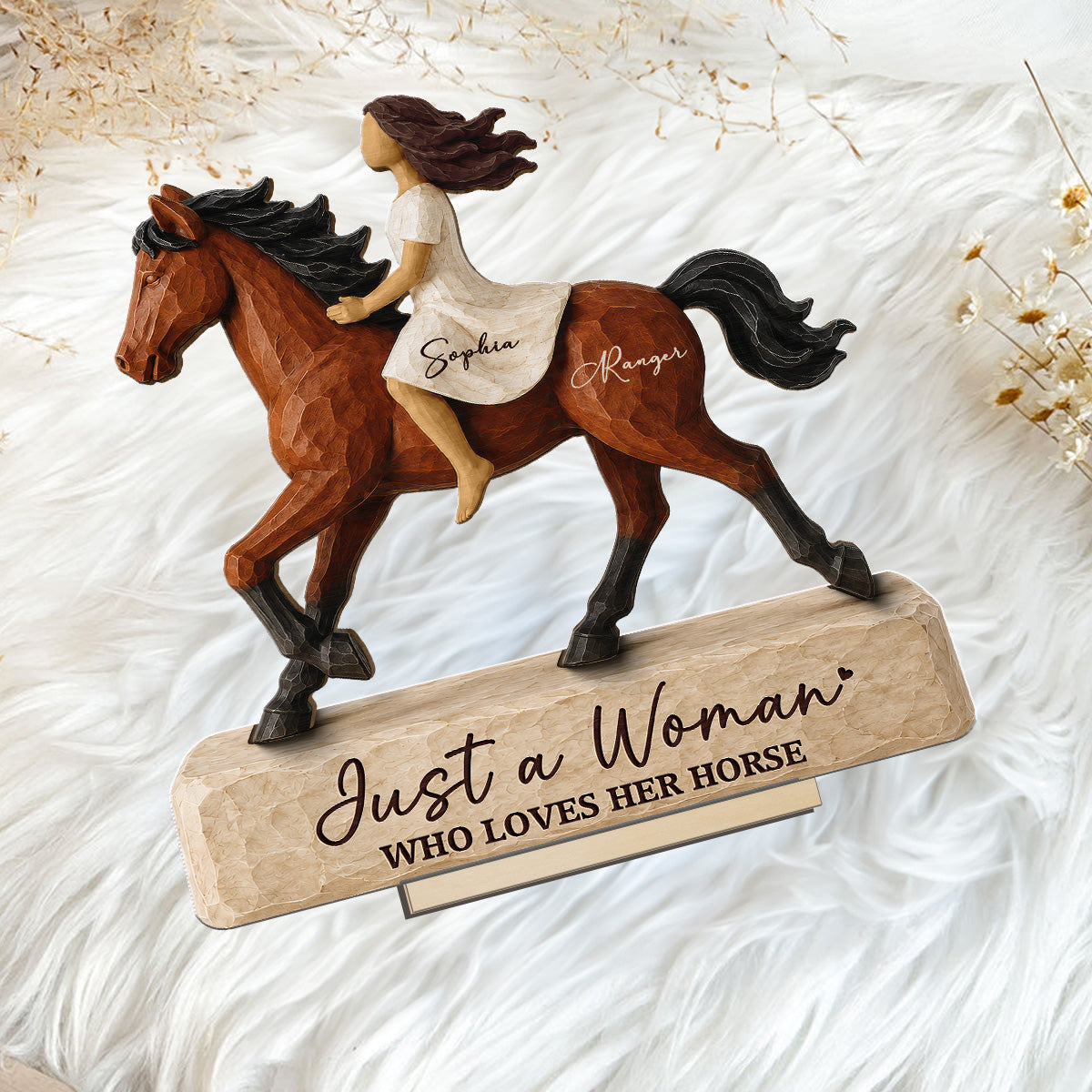 Girl Riding Horse 2D Flat - Personalized 2-Layered Wooden Plaque - Keepsake Gift For Horse Lover