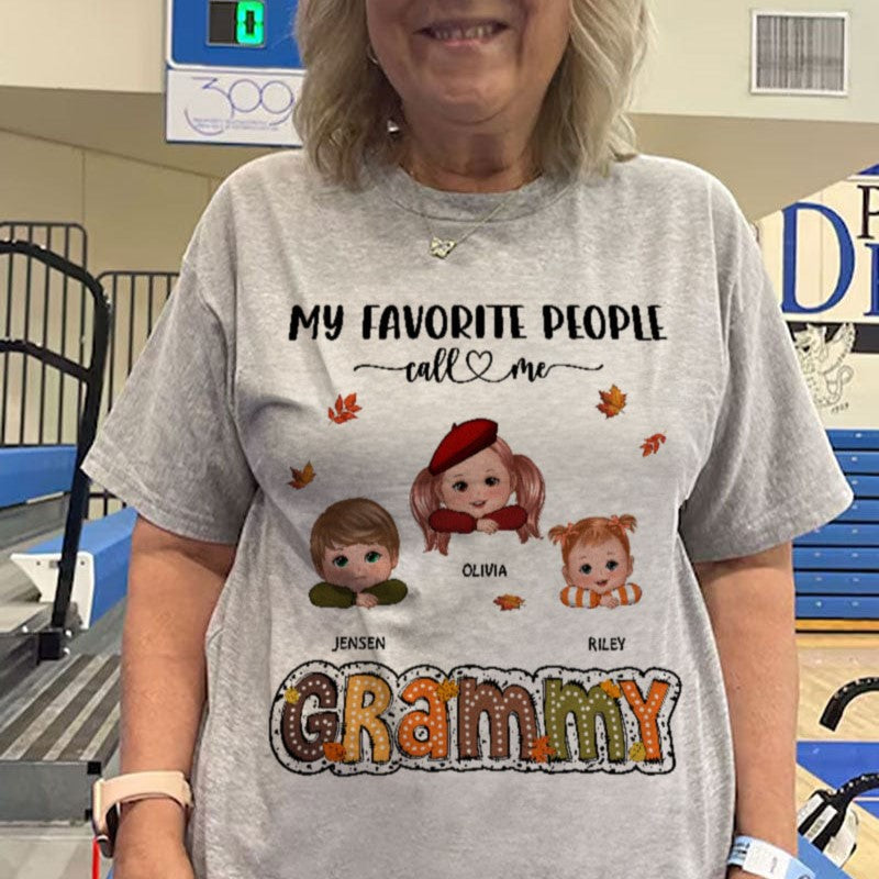 My Favorite People Call Me Grandma Fall Season Personalized Shirt, Fall Season Gift for Grandma