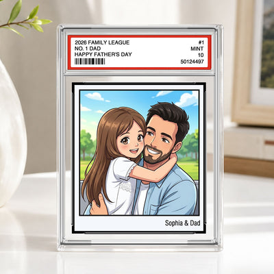 Vintage No. 1 Dad Trading Card Trading Card Cartoon Style - Personalized Acrylic Block Plaque - Father's Day Gift For Dad, Husband