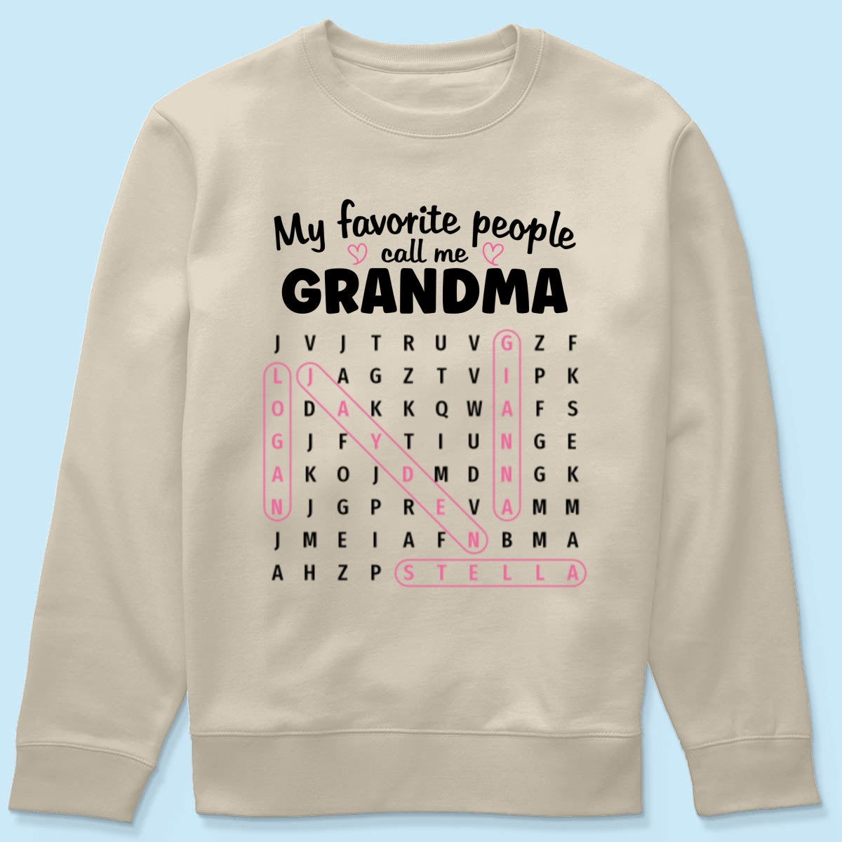 Grandma's Favorite People Word Search Puzzle - Personalized Shirt - Mother's Day Gift For Grandma Mom