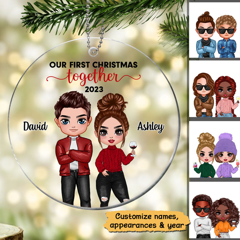 Doll Couple First Christmas Personalized Acrylic Ornament