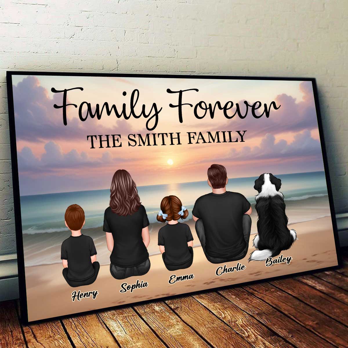 Eternal Beach Landscape Family - Personalized Poster - Gift For Dad, Gift For Husband, Gift For Grandpa