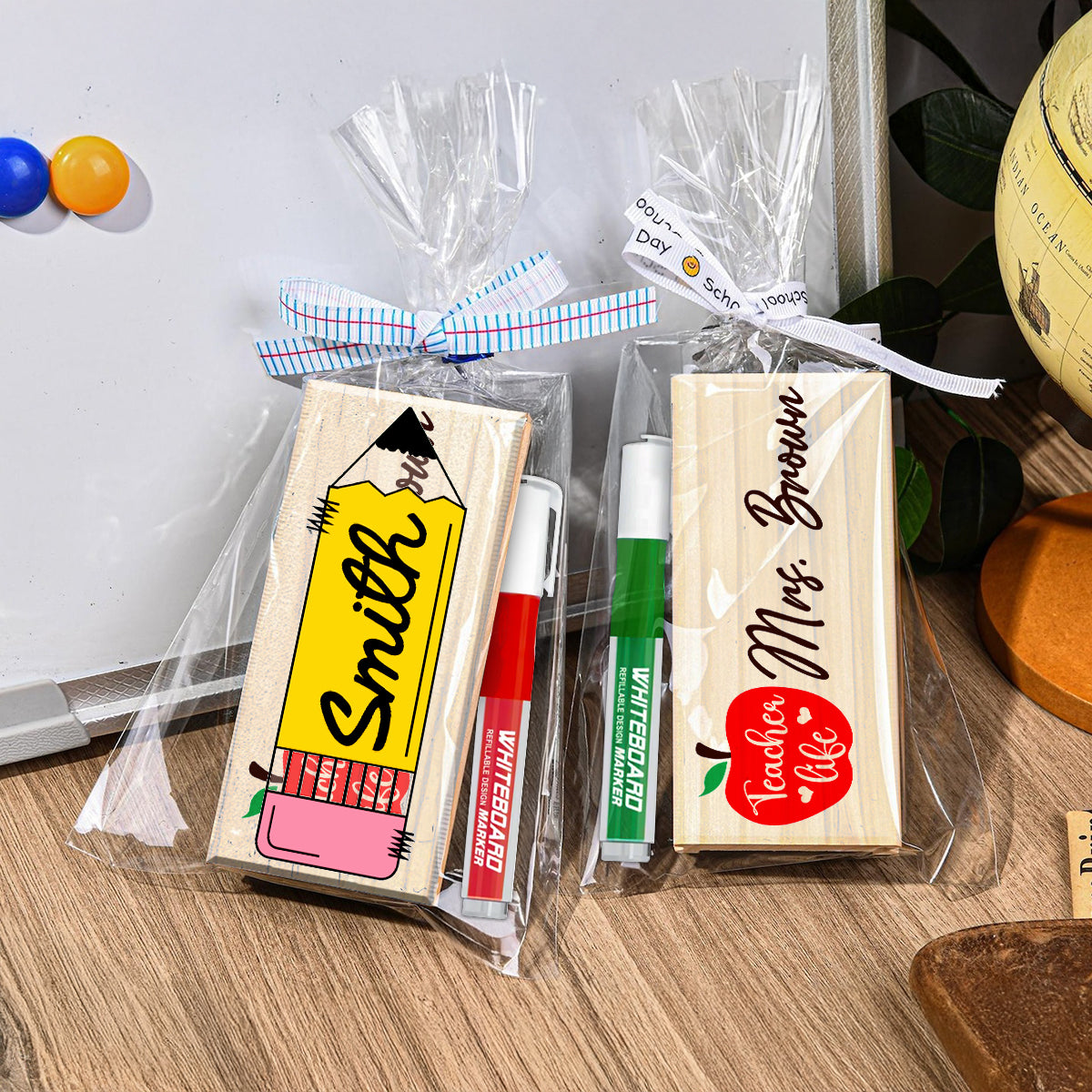 Personalized Teacher Whiteboard Eraser, Custom Teacher Appreciation Gifts, Chalkboard Eraser with Marker, Preschool Teacher Name gifts