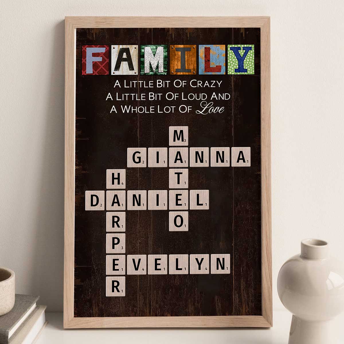 Family A Whole Lot Of Love Crossword Puzzle Art Home Decor Personalized Poster