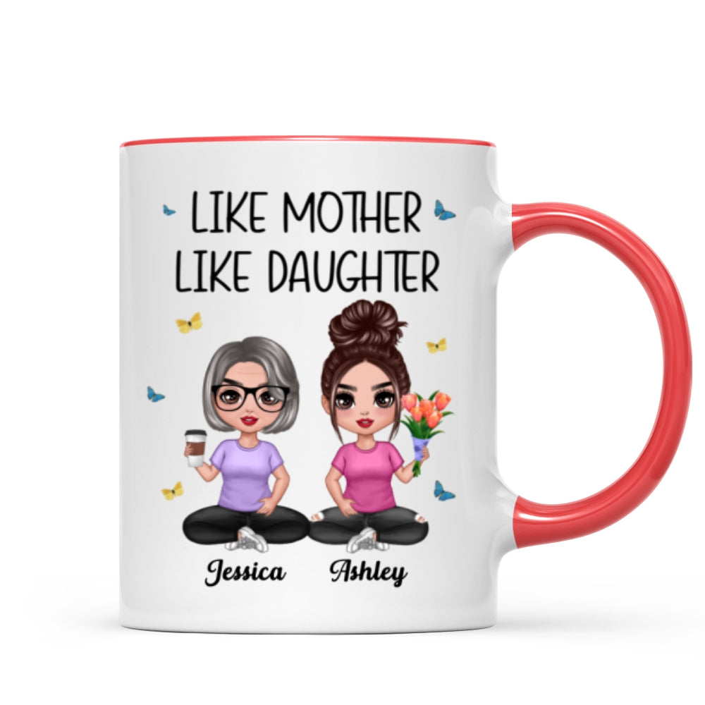 Mother Daughter Doll Sitting Flowers Mother‘s Day Gift Personalized Mug