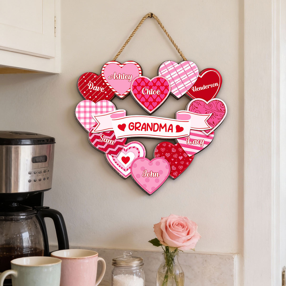 Grandma's Sweethearts Coquette Valentine's Day - Personalized Door Hanger Sign