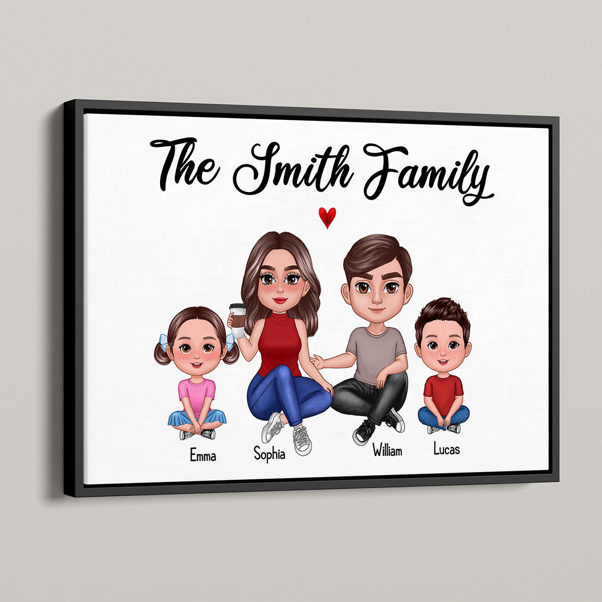 Pretty Doll Family Sitting Personalized Horizontal Poster