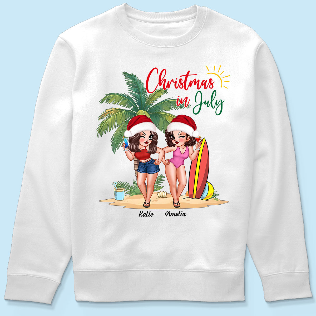 Christmas In July Summer Girls Personalized Shirt