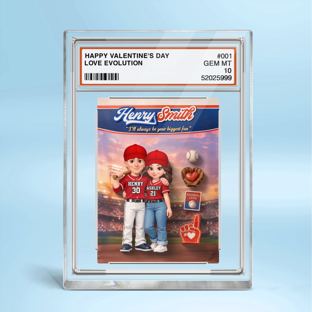 Happy Valentine's Day Baseball Couple Trading Card - Personalized Acrylic Block Plaque - Sentimental Gift for Him, for Her