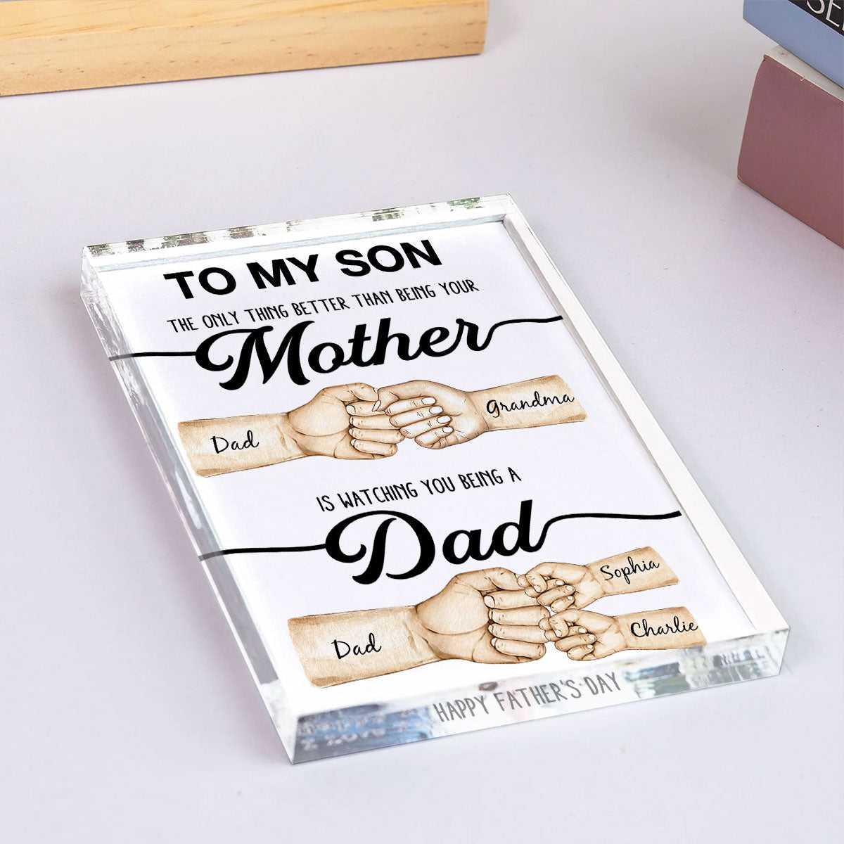 The Only Thing Better Than Being Your Mother Fist Bump Personalized Acrylic Block, Father's Day gift for Son from Mom