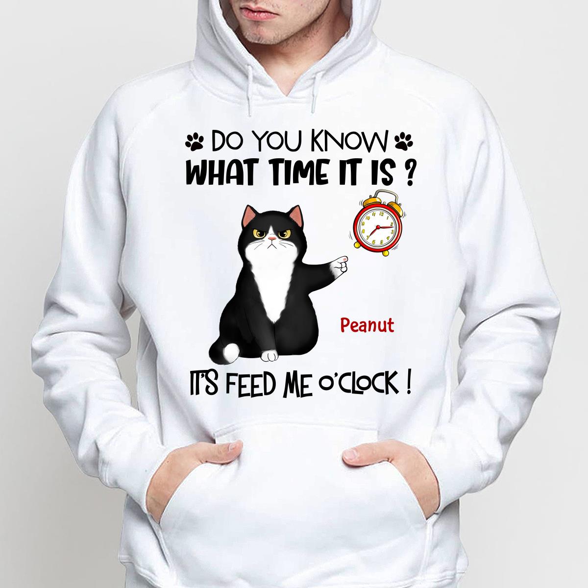 It‘s Feed Me O’clock Grumpy Fluffy Cat Personalized Shirt