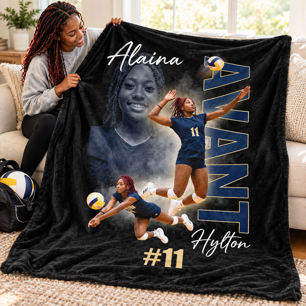 Custom Player Sport - Personalized Fleece Blanket - Football Baseball Basketball Gift for Son, Grandson