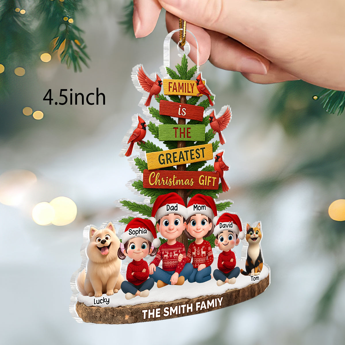 Family Is The Greatest Gift - Personalized Acrylic Ornament - Christmas Gift for Family