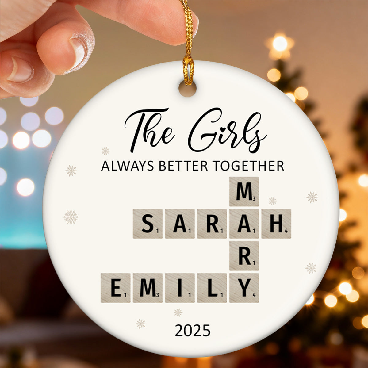The Girls Always Better Together Crossword Puzzle Art - Personalized Ceramic Ornament - Christmas Gift For Besties
