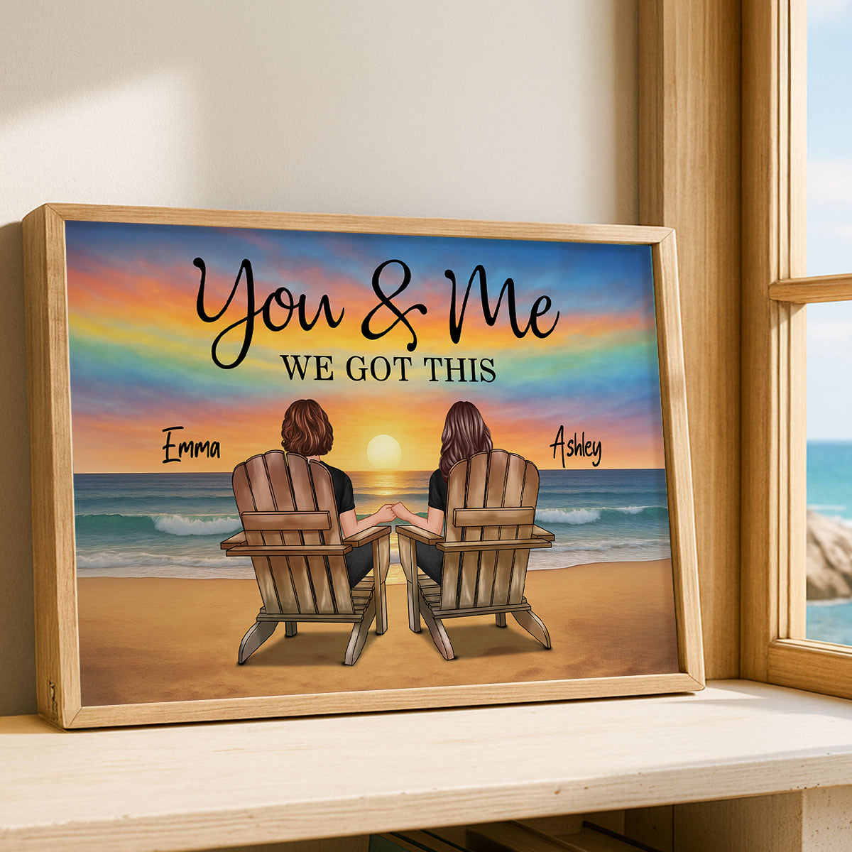 LGBT Couple Beach Landscape Pride Month Personalized Poster