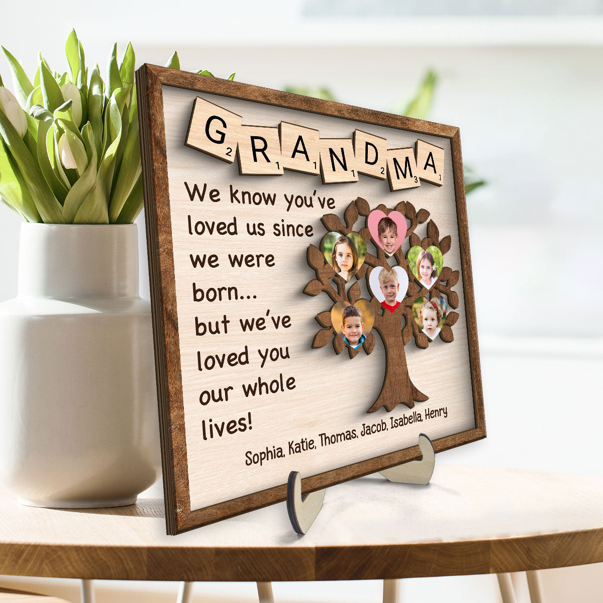 Grandma We Know You‘ve Loved Us Since We Were Born Personalized 2-Layer Wooden Plaque