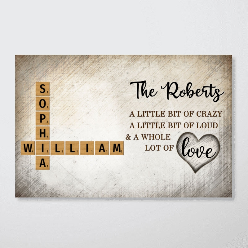 Family Whole Lot Of Love Crossword Puzzle Art - Captured In A Moment, Cherished For A Lifetime Personalized Poster