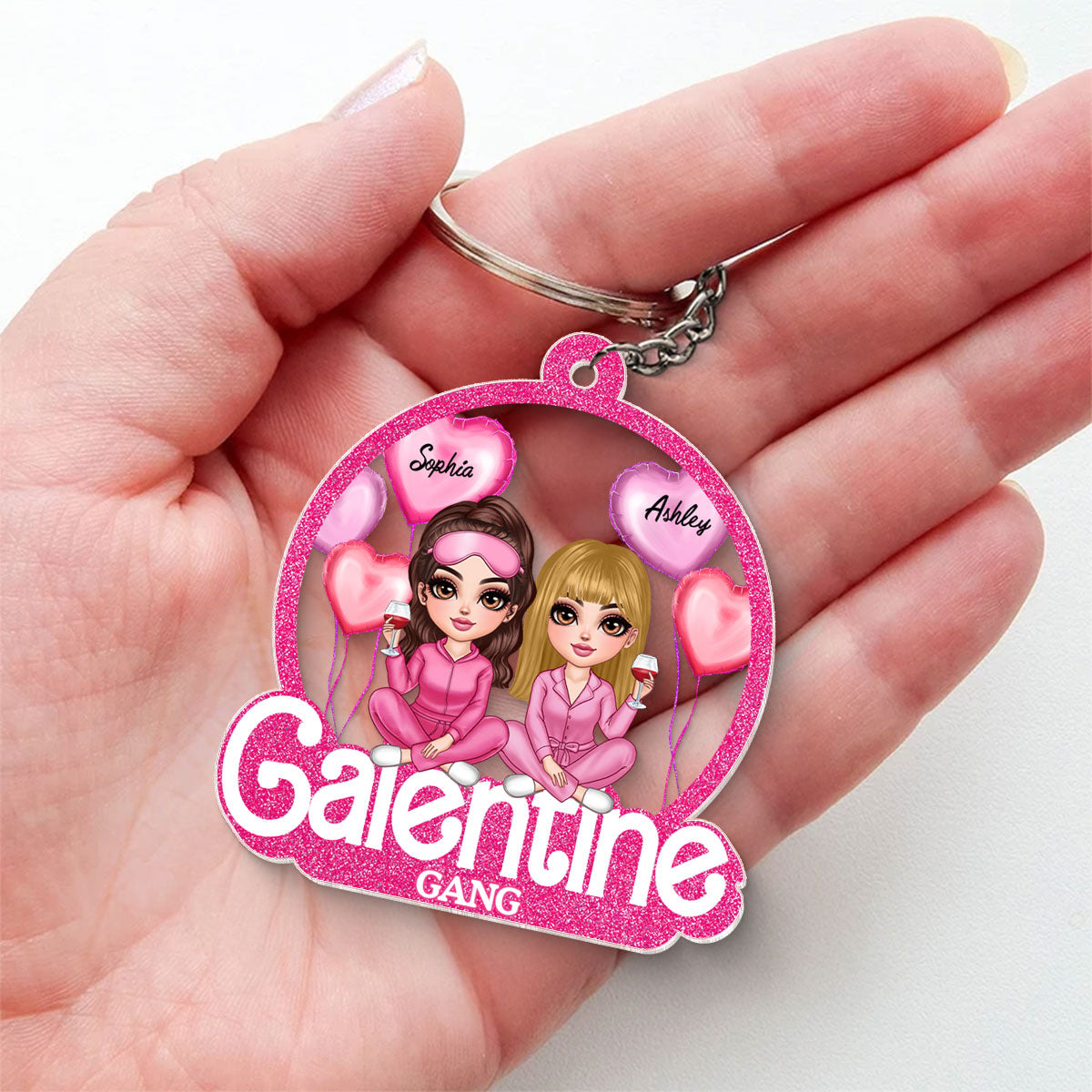 Galentine Gang Partners In Crime Pretty Girls Personalized Acrylic Keychain,  Gift, Social Club, Besties Gift