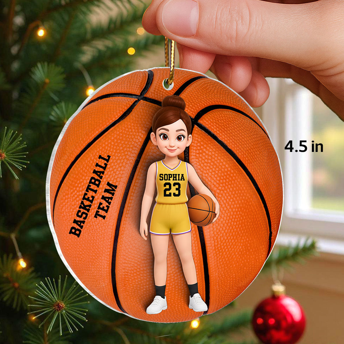 3D Effect Basketball Girl Boy - Personalized Acrylic Ornament - Christmas Gift For Teen Boy Teen Girl