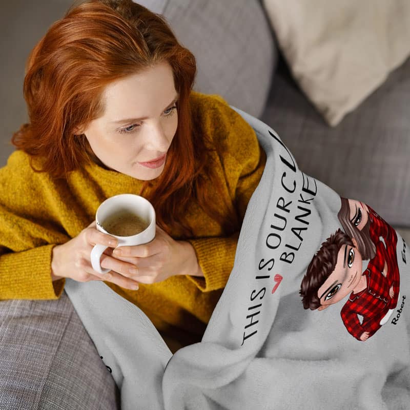 Doll Couple Sitting This Is Our Cuddling Personalized Fleece Blanket