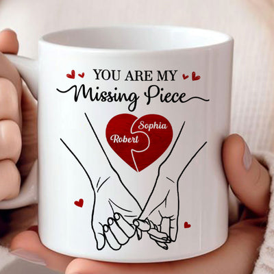 You Are My Missing Piece Couple Hands Outline Anniversary Gift  Gift Personalized Mug