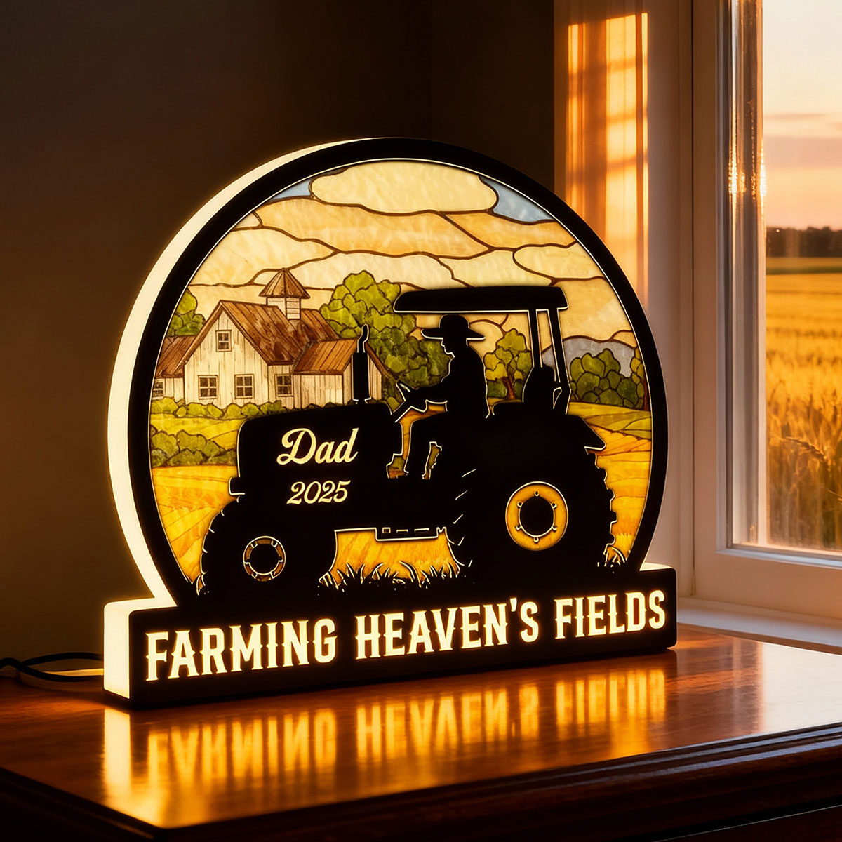 Farming In Heaven Memorial - Personalized Light Box - Memorial Keepsake For Family
