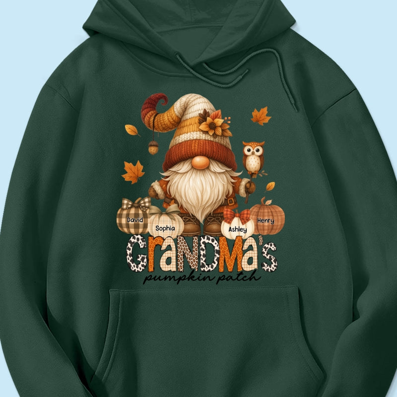 Grandma's Pumpkin Patch Cute Fall Gnome Personalized Sweatshirt, Cozy Fall Shirt for Grandma, Mom