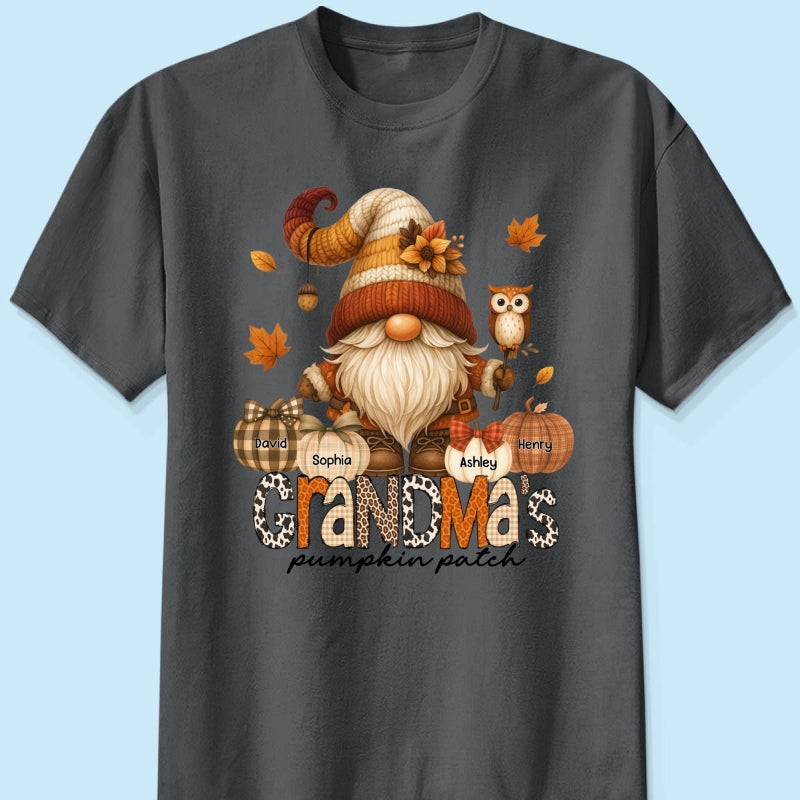 Grandma's Pumpkin Patch Cute Fall Gnome Personalized Sweatshirt, Cozy Fall Shirt for Grandma, Mom