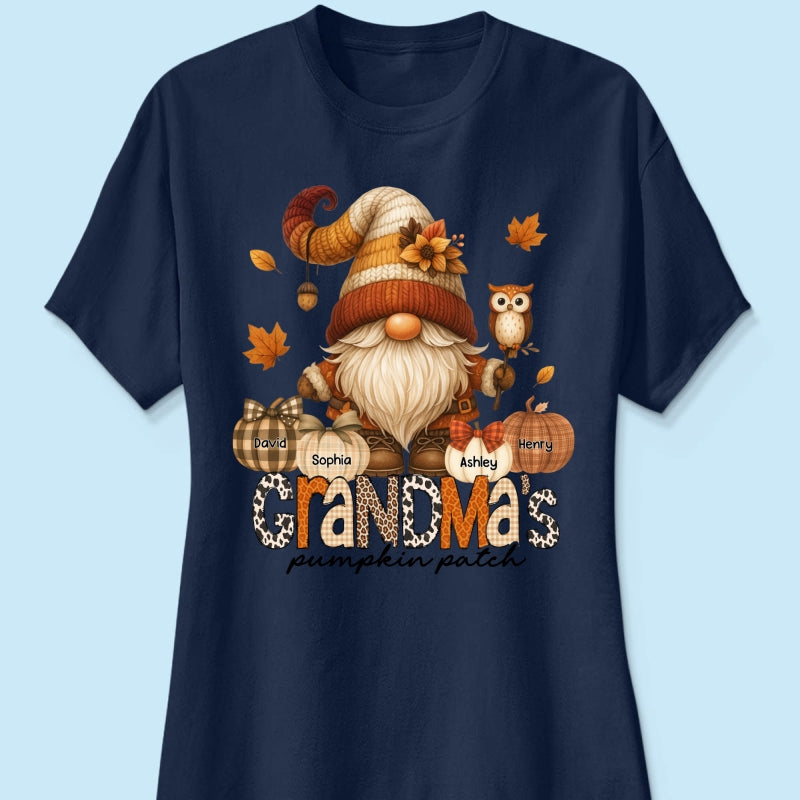 Grandma's Pumpkin Patch Cute Fall Gnome Personalized Sweatshirt, Cozy Fall Shirt for Grandma, Mom