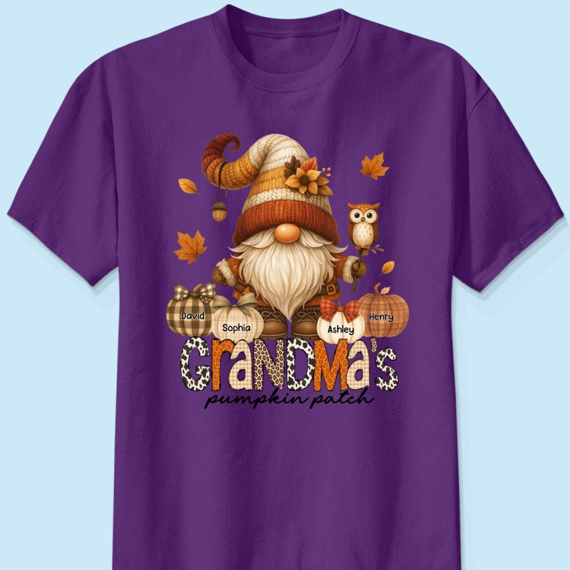 Grandma's Pumpkin Patch Cute Fall Gnome Personalized Sweatshirt, Cozy Fall Shirt for Grandma, Mom