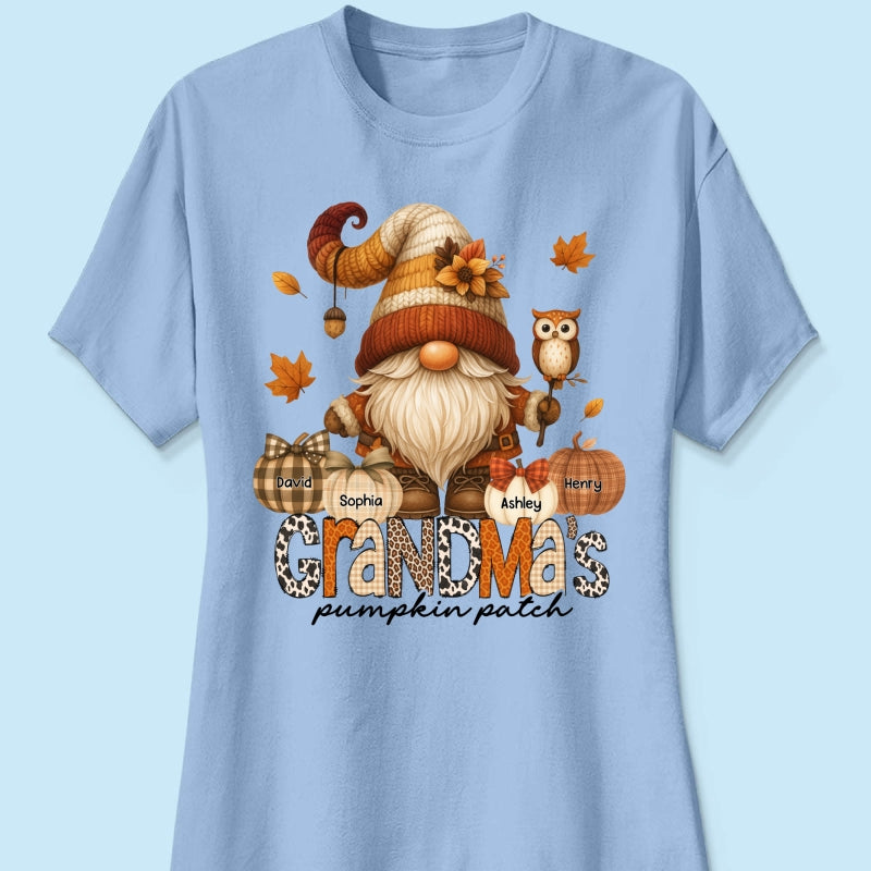 Grandma's Pumpkin Patch Cute Fall Gnome Personalized Sweatshirt, Cozy Fall Shirt for Grandma, Mom